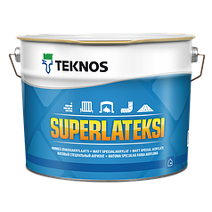Матовая интерьерная краска для стен и потолков Teknos Superlateksi, 9 л, Финляндия