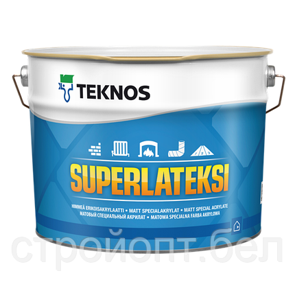 Матовая интерьерная краска для стен и потолков Teknos Superlateksi, 9 л, Финляндия, фото 2