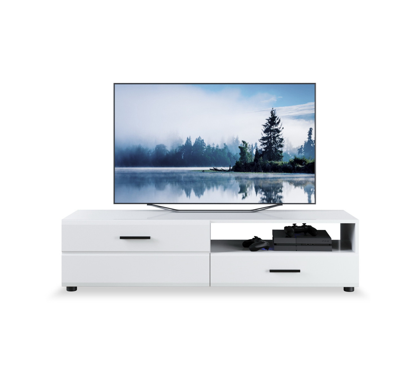 Тумба ТВ Йорк 1д1ящ ЛВ Белый/белый глянец