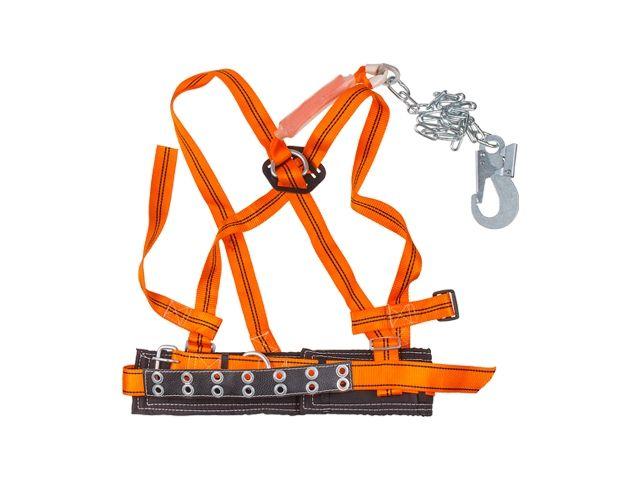 Пояс строительный с наплеч. лямками ППВ строп аГ (метал. цепь с амортизатором) (ООО "Потенциал") (р. М)