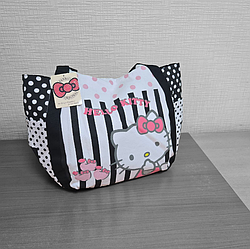 Сумка шоппер черно-белая  Hello Kitty Хеллоу Китти. Размер: 45х35см