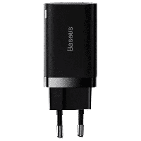 Сетевое зарядное устройство Baseus "CCSUPP-E01", Super Si Pro Quick Charger C+U 30W EU, черный