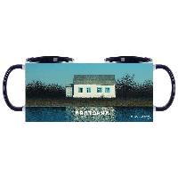 Кружка "Дом", Валерий Шкарубо, керамика, 330 мл, белый, темно-синий