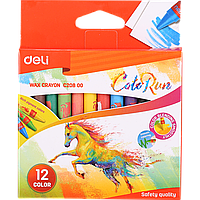 Мелки восковые Deli "ColorRun", 12 цветов, ассорти