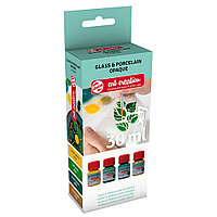 Набор красок декоративных "GLASS&PORCELAIN OPAQUE", 4 цвета, 30 мл