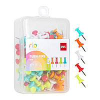 Иглы-кнопки Deli "Пешки", 100 шт, ассорти