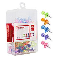 Иглы-кнопки Deli "Пешки", 100 шт, прозрачный, ассорти