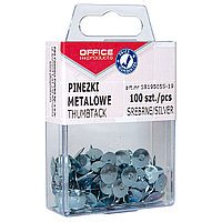 Кнопки "Office products", 100 шт, серебристый