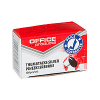 Кнопки-гвоздики "Office Products", 8 мм, 100 шт, серебристый