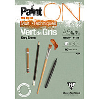 Блок-склейка Clairefontaine "Paint'On", А5,  250 г/м2, 30 листов, серо-зеленый