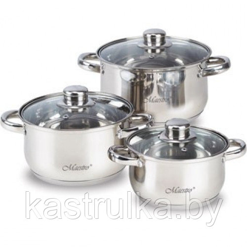 Набор посуды из нержавеющей стали (6 предметов) Mr-2020-6М Maestro - фото 1 - id-p33996163