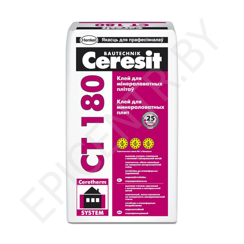 Клей для утеплителя Ceresit CТ 180 (Клей Церезит СТ 180) Клей для минераловатных плит 25 кг - фото 1 - id-p32204273