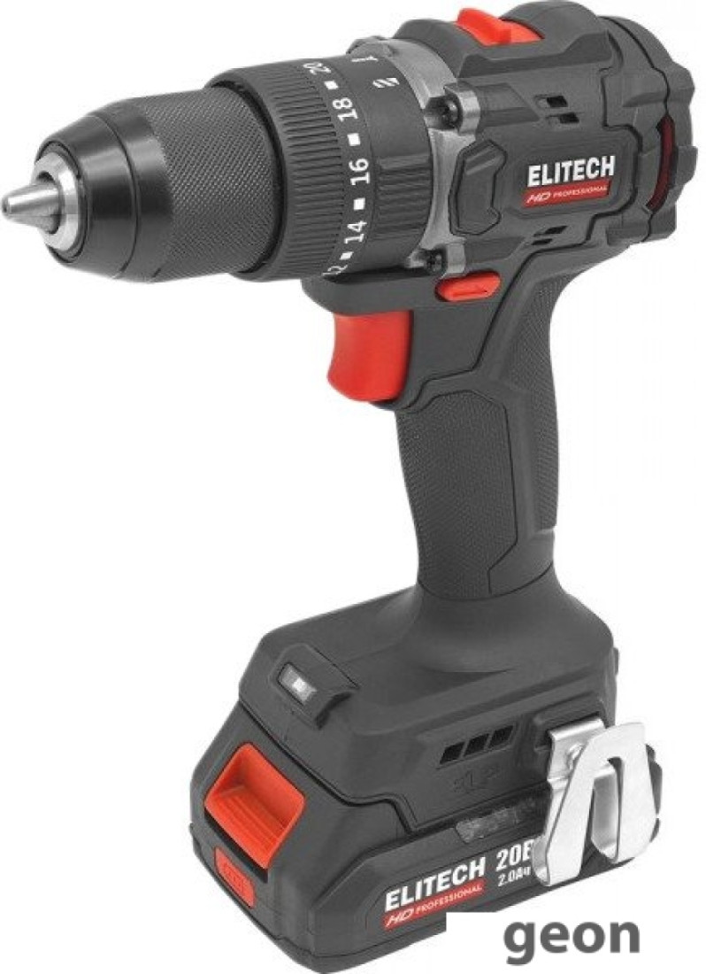 Ударная дрель-шуруповерт ELITECH HD Professional CD 20ISL2 E2201.041.01 (с 2-мя АКБ 2 Ач, кейс)