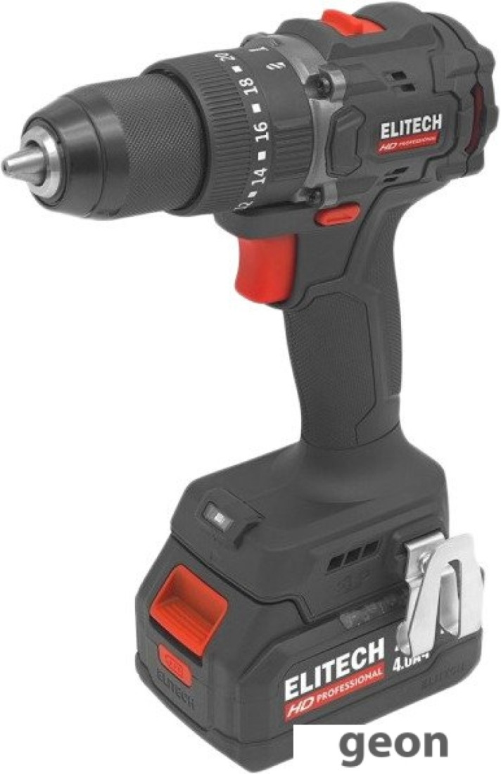 Ударная дрель-шуруповерт ELITECH HD Professional CD 20ISL2 E2201.041.02 (с 2-мя АКБ 4 Ач, кейс)