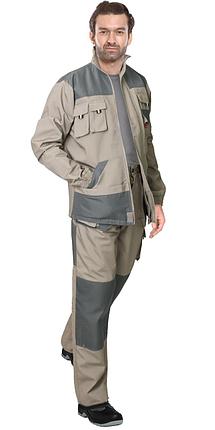 Костюм СИРИУС-ОБЕРОН куртка, брюки песочный с зеленым, фото 2