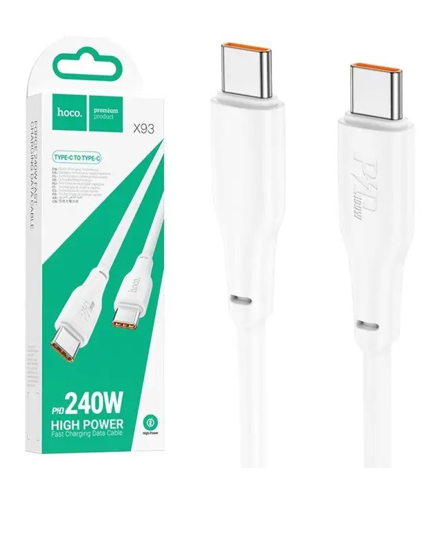 USB дата-кабель Hoco X93 Type-C to Type-C (240W, 1 м) белый