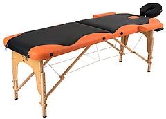 Массажный стол Atlas Sport складной 2-с деревянный 186х60 см черно-оранжевый