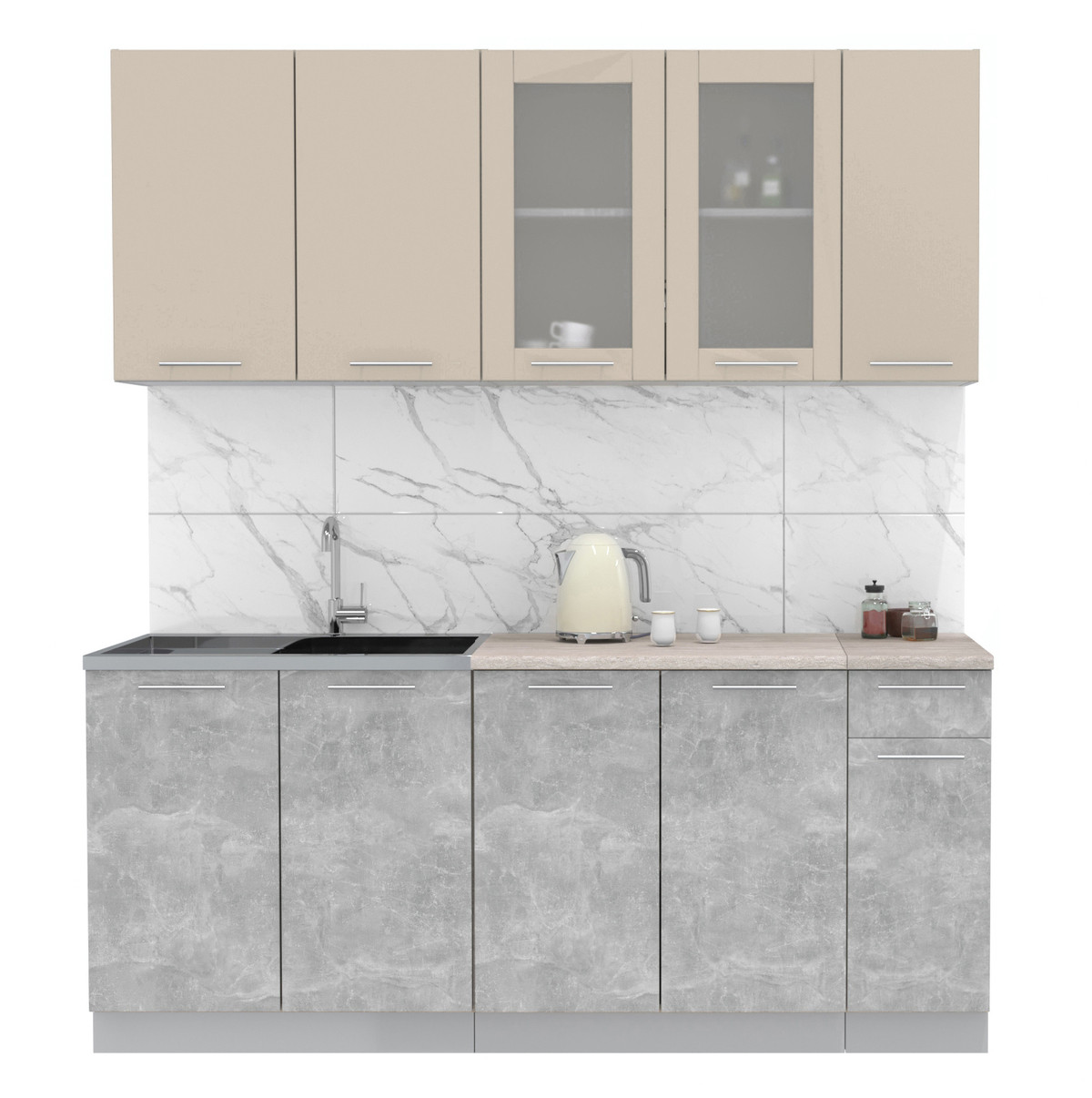 Кухня Мила 1.9м Персидский жемчуг - Бетон