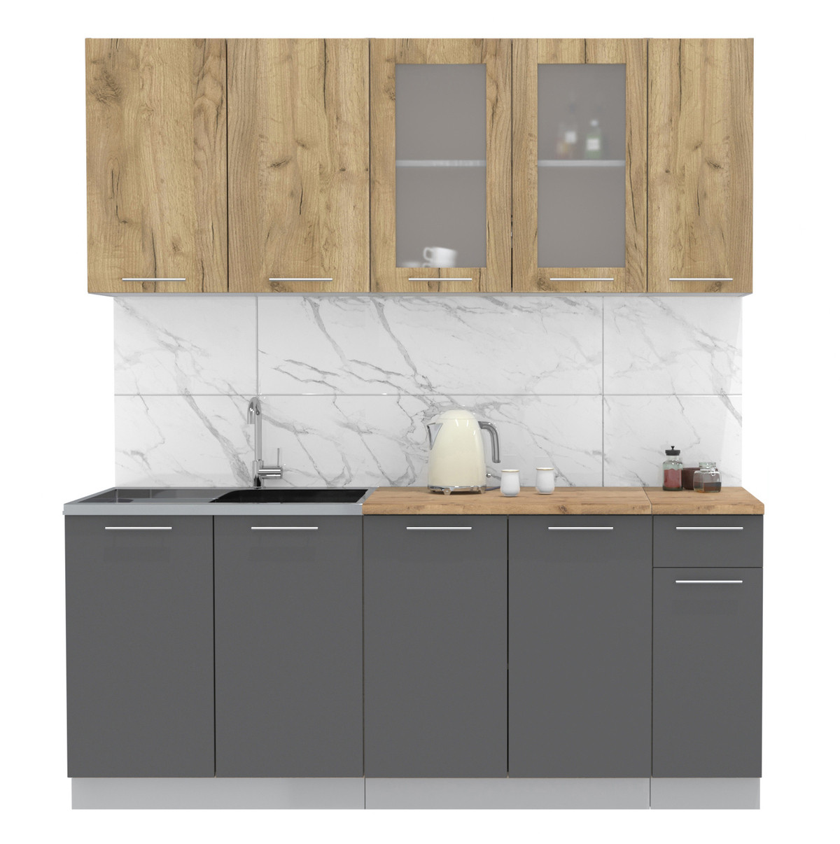 Кухня Мила 1.9м Дуб золотой - Графит