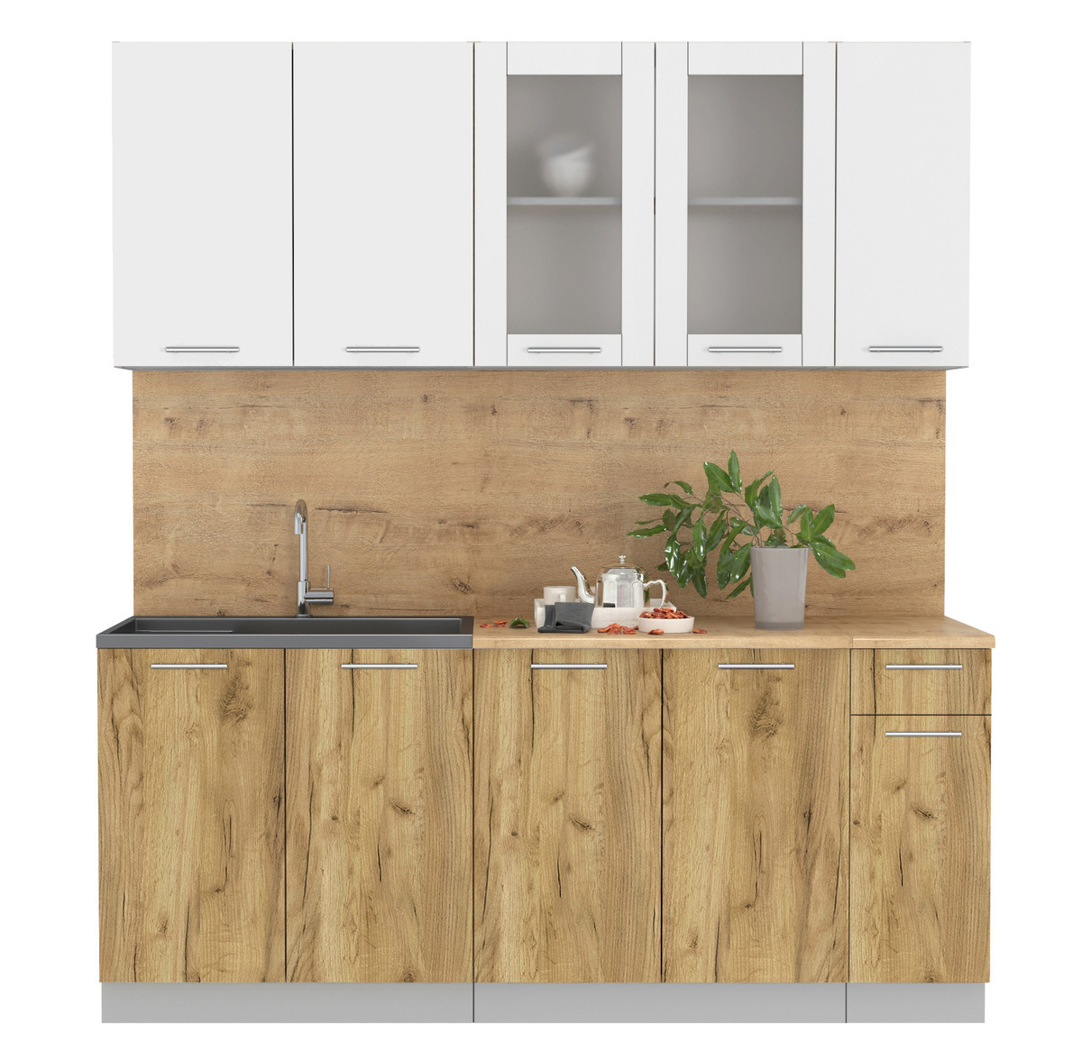 Кухня Мила 1.9м Белый - Дуб золотой