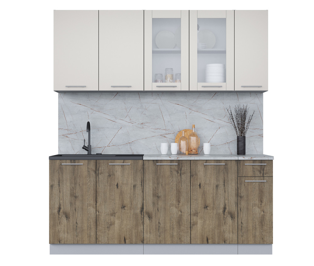 Кухня Мила 1.9м Персидский жемчуг - Дуб веллингтон