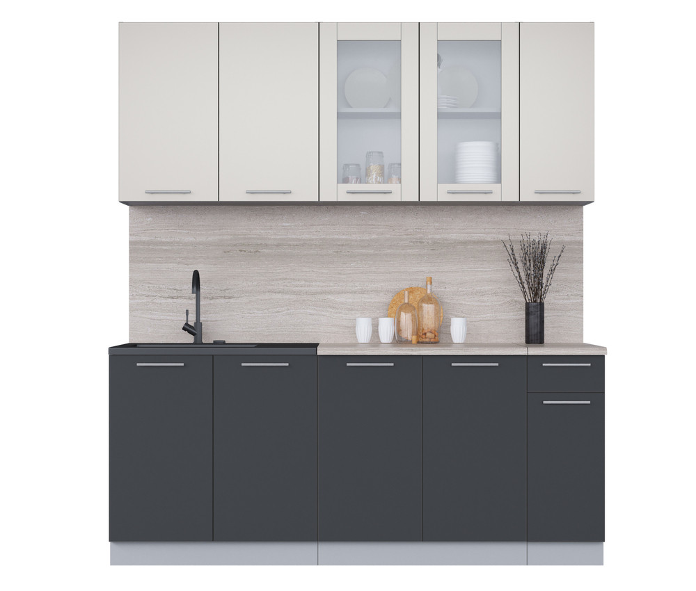 Кухня Мила 1.9м Персидский жемчуг - Антрацит