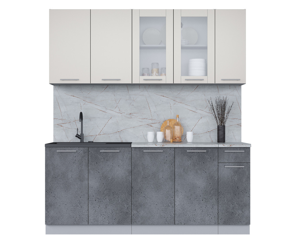 Кухня Мила 1.9м Персидский жемчуг - Бетон портленд