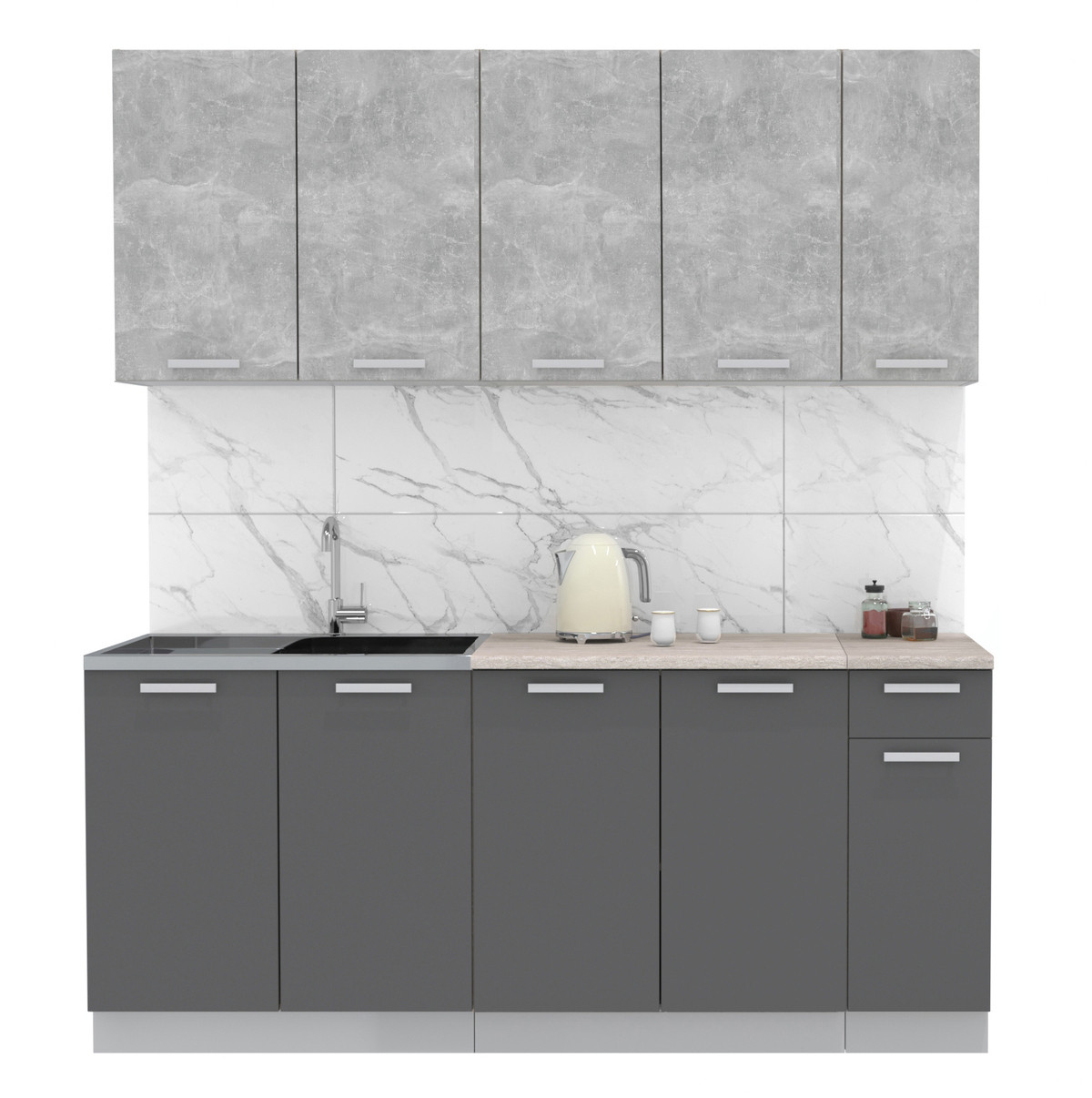 Кухня Мила Лайт 1.9м Бетон - Графит