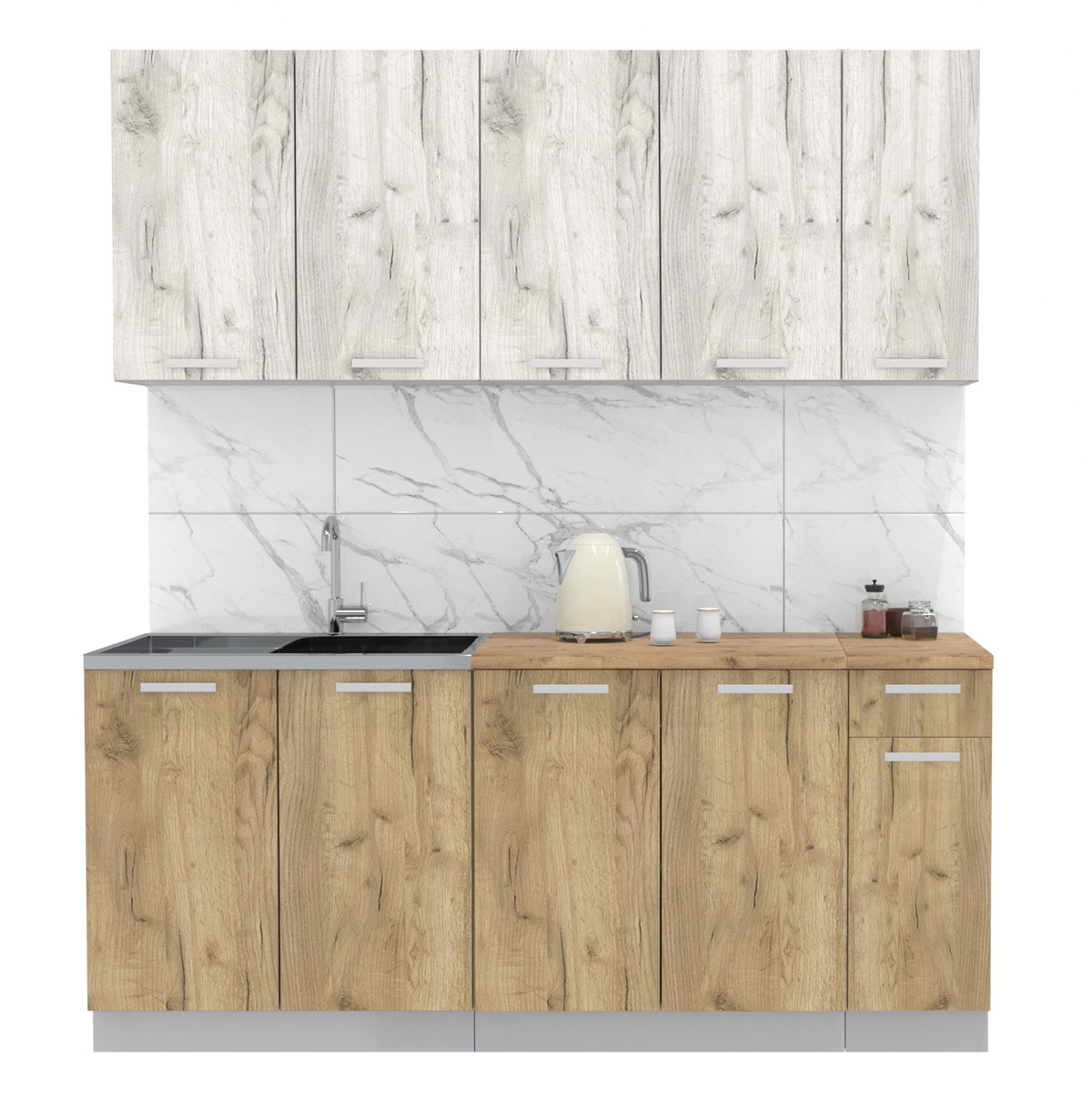 Кухня Мила Лайт 1.9м Дуб белый - Дуб золотой