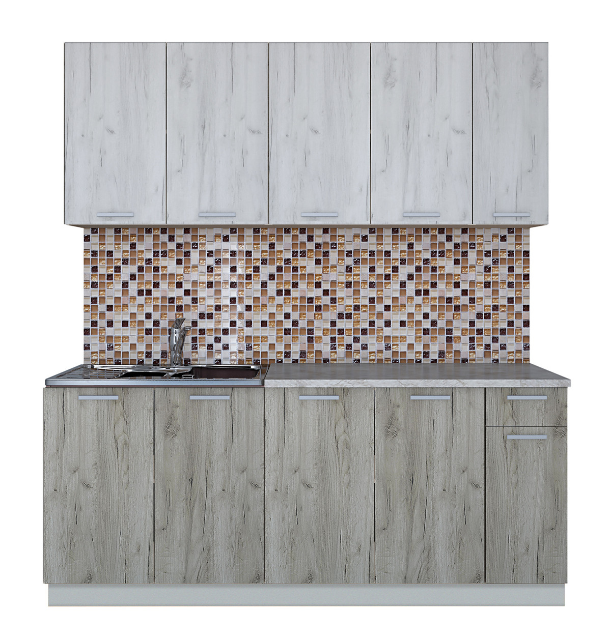 Кухня Мила Лайт 1.9м Дуб белый - Дуб серый