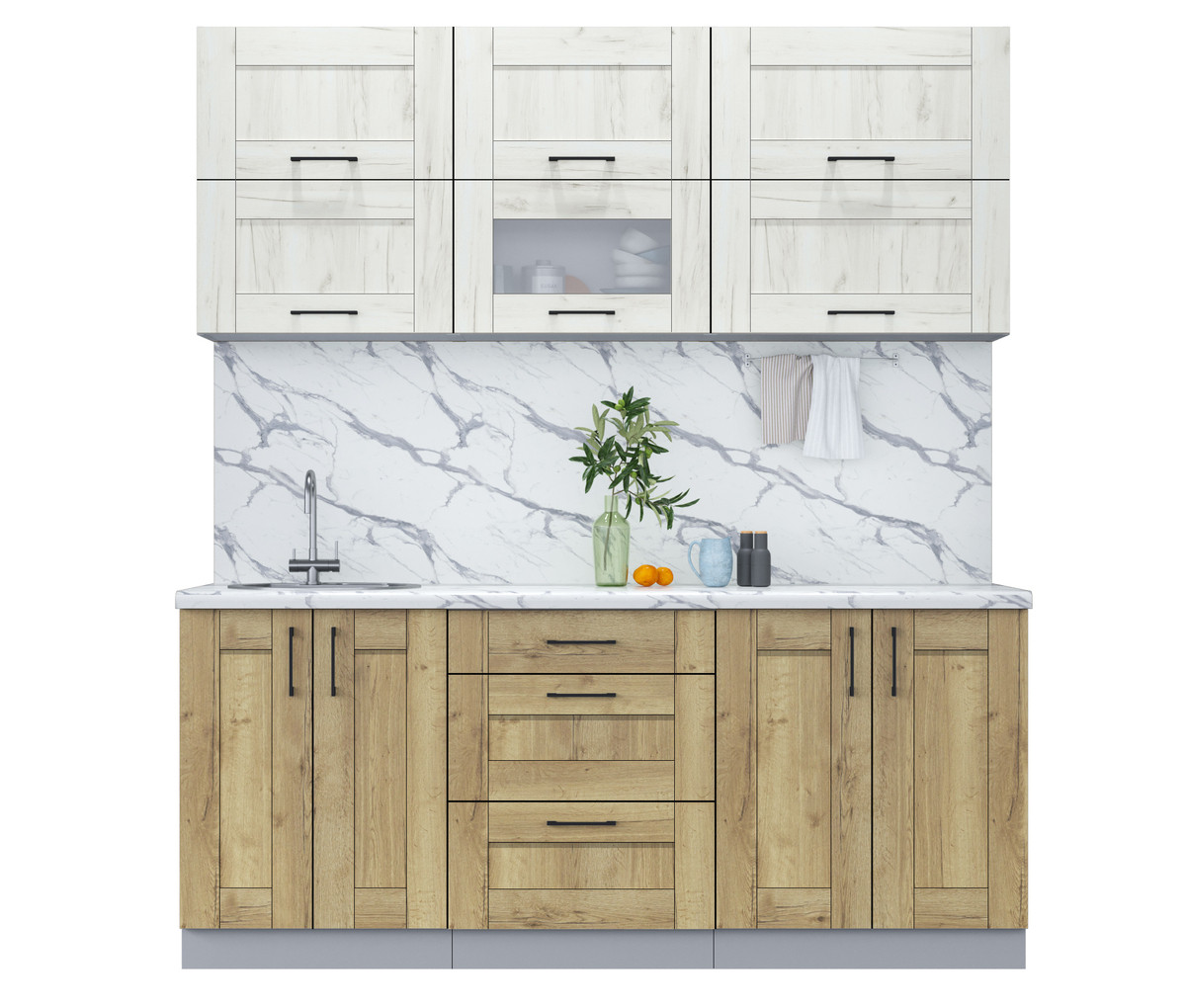 Кухня Мила Хольц 1.9Б Дуб белый - Дуб золотой