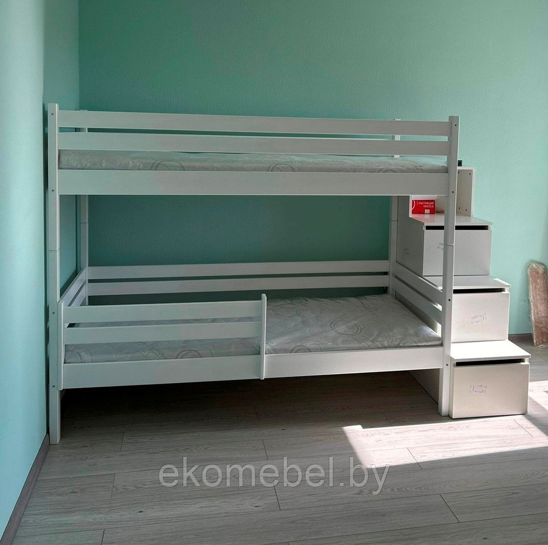 Двухъярусная кровать "Ростик" с лестницей-комодом (90х160, 90х180, 90х190, 90х200 см)