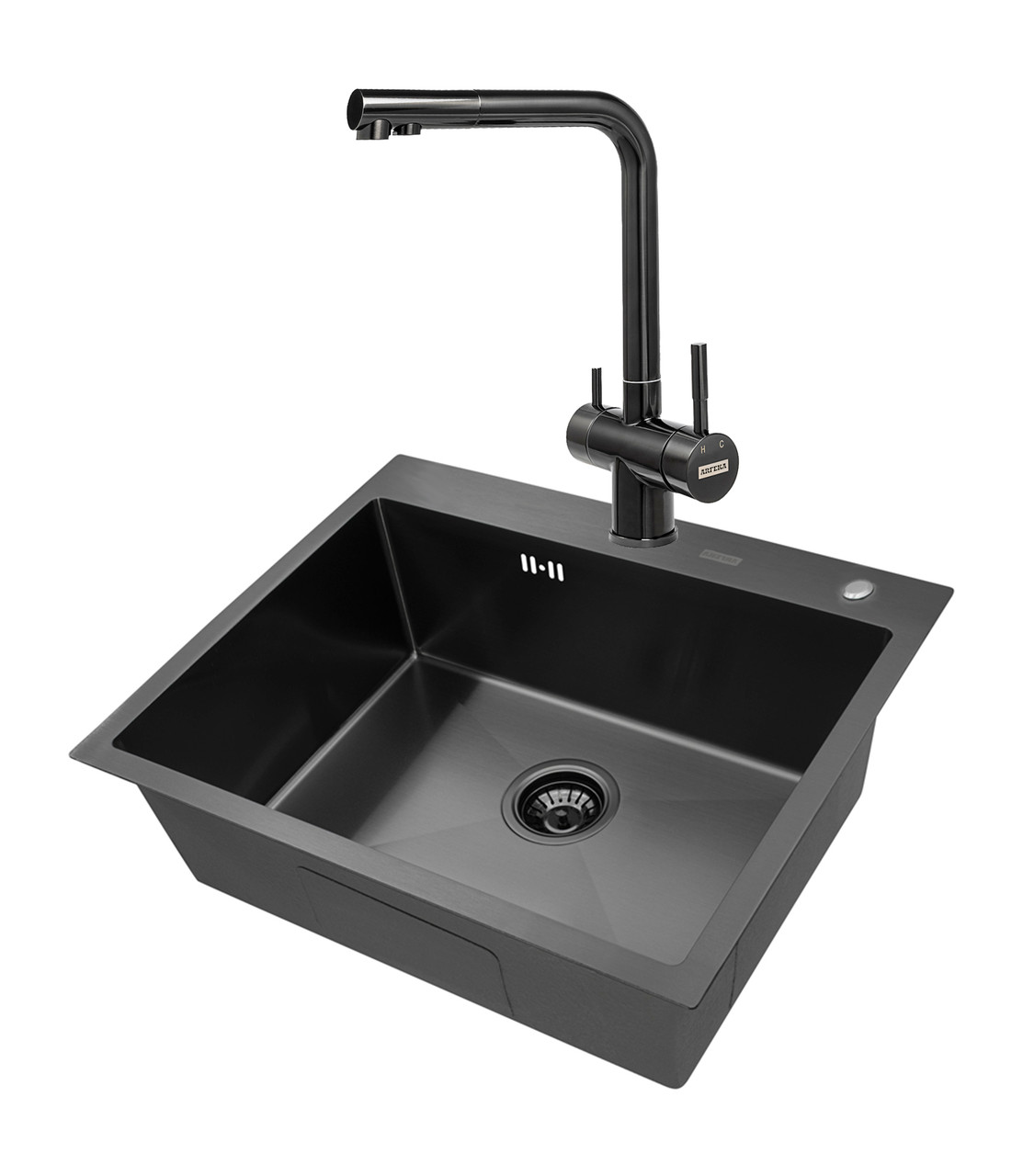 Комплект ARFEKA ECO AR мойка 600*500, смеситель AF SDS-03SS304 BLACK
