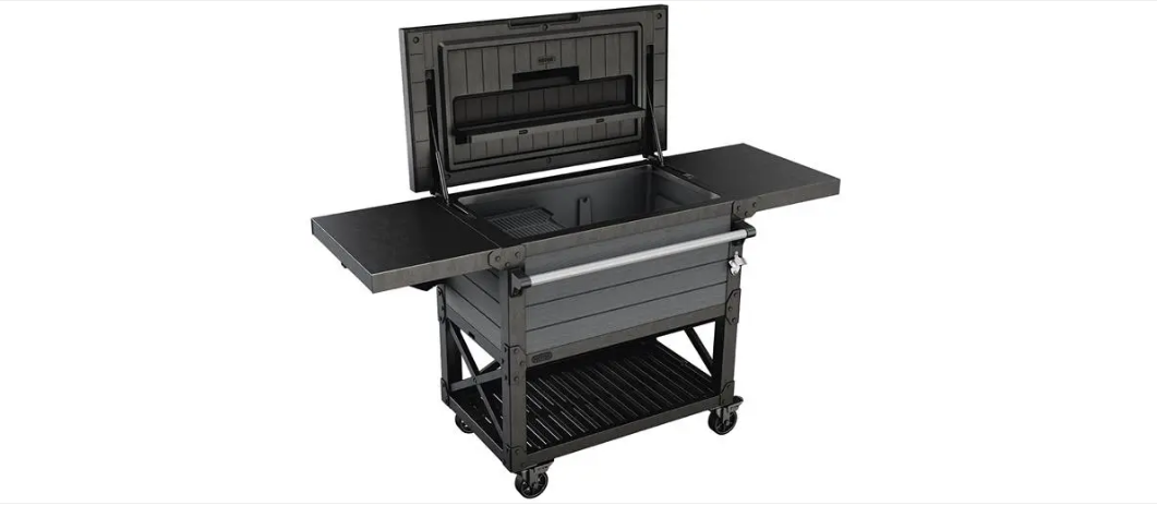 САДОВЫЙ СТОЛ НА КОЛЕСАХ KETER PATIO COOLER С ПОДДОНОМ ДЛЯ ЛЬДА, ГРАФИТ 255187