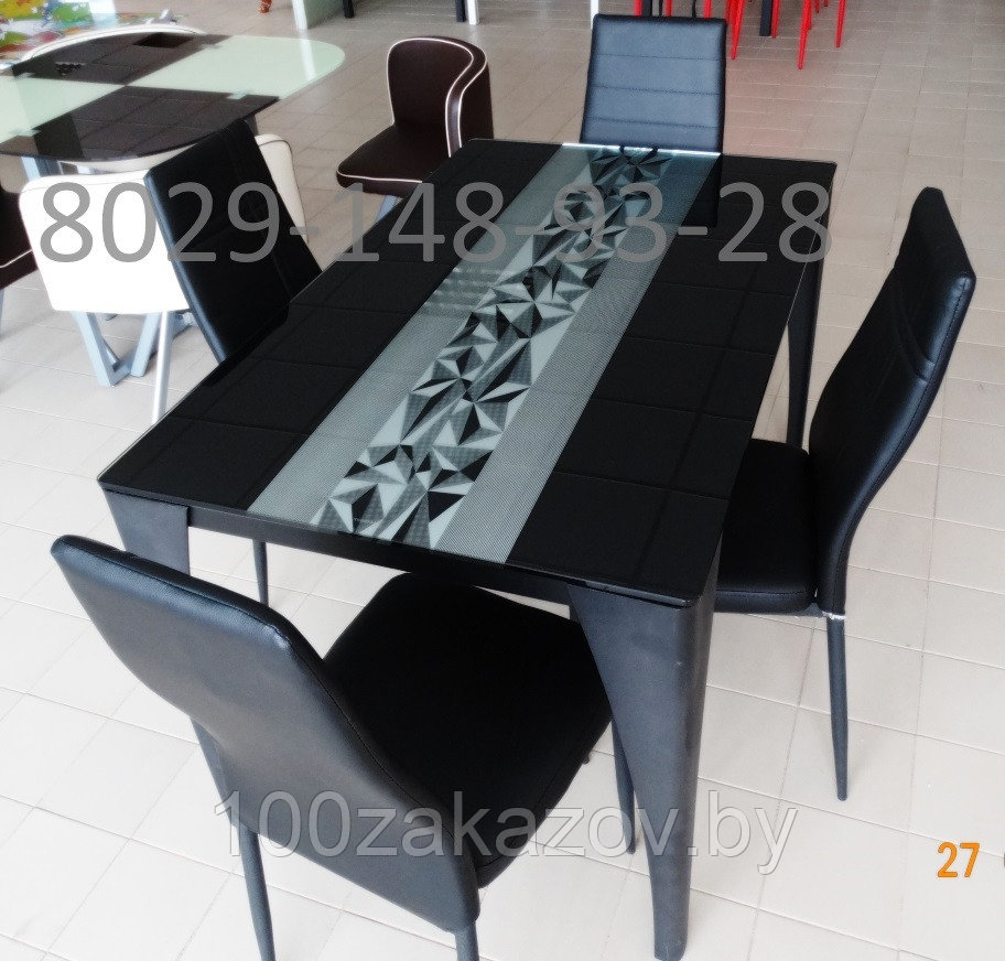 Стол стеклянный для кухни А020. 3d рисунок. Обеденный стол 1300*800. - фото 1 - id-p33403877