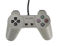 Проводной геймпад для PS1 (Sony Playstation One), кабель 1.8м, серый