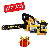 Бензиновая цепная пила CHAMPION А241-16, 1,8 кВт, 16"/400 мм, 11500 об/мин + подарок