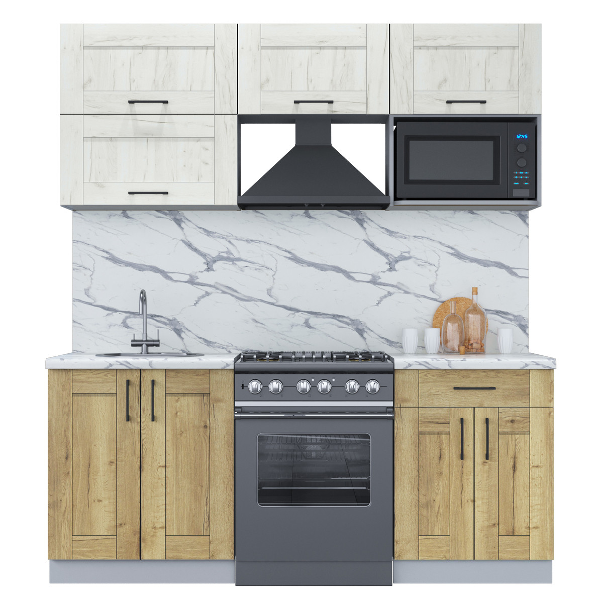 Кухня Мила Хольц 1.9В Дуб белый - Дуб золотой