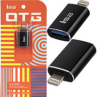 Переходник OTG-lightning ISA USB 3.0 для iphone apple металлический корпус черный