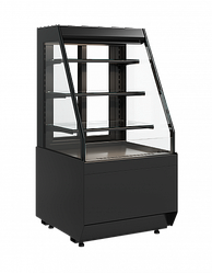 Кондитерская витрина Carboma Cube KC70 VM 0,6-2 STANDARD открытая СКОШ. БОК. (версия 2.0) черная +4...+12
