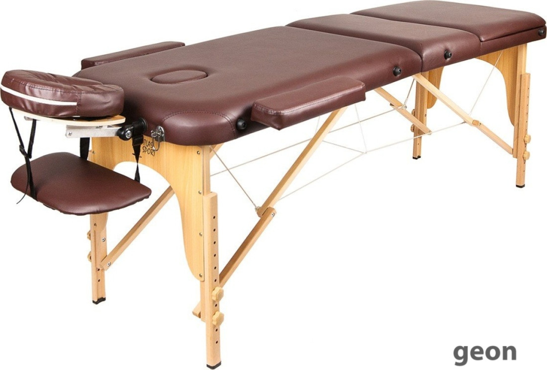 Массажный стол Atlas Sport 70 см складной 3-с деревянный (коричневый)