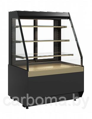 Кондитерская витрина Carboma Cube KC70 VM 1,3-2 STANDARD открытая СКОШ.БОК (версия 2.0) беж. +4...+12