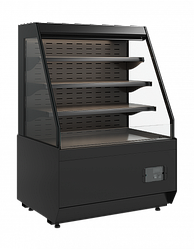 Кондитерская витрина Carboma Cube KC70 VM 0,9-2 STANDARD открытая, горка СКОШ.БОК (версия 2.0) черная +4...+12