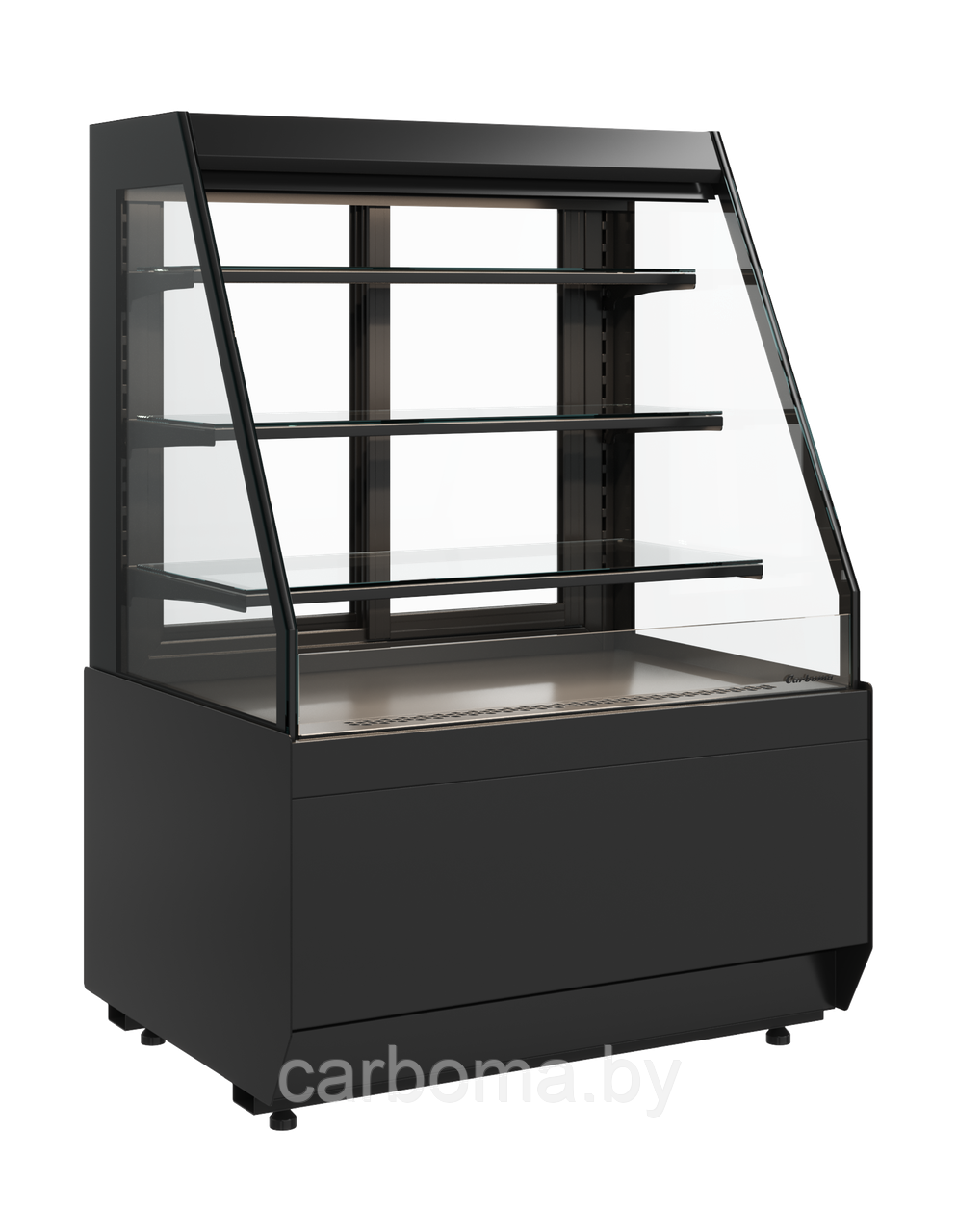 Кондитерская витрина Carboma Cube KC70 VM 0,9-2 STANDARD открытая СКОШ. БОК. (версия 2.0) черн. +4...+12
