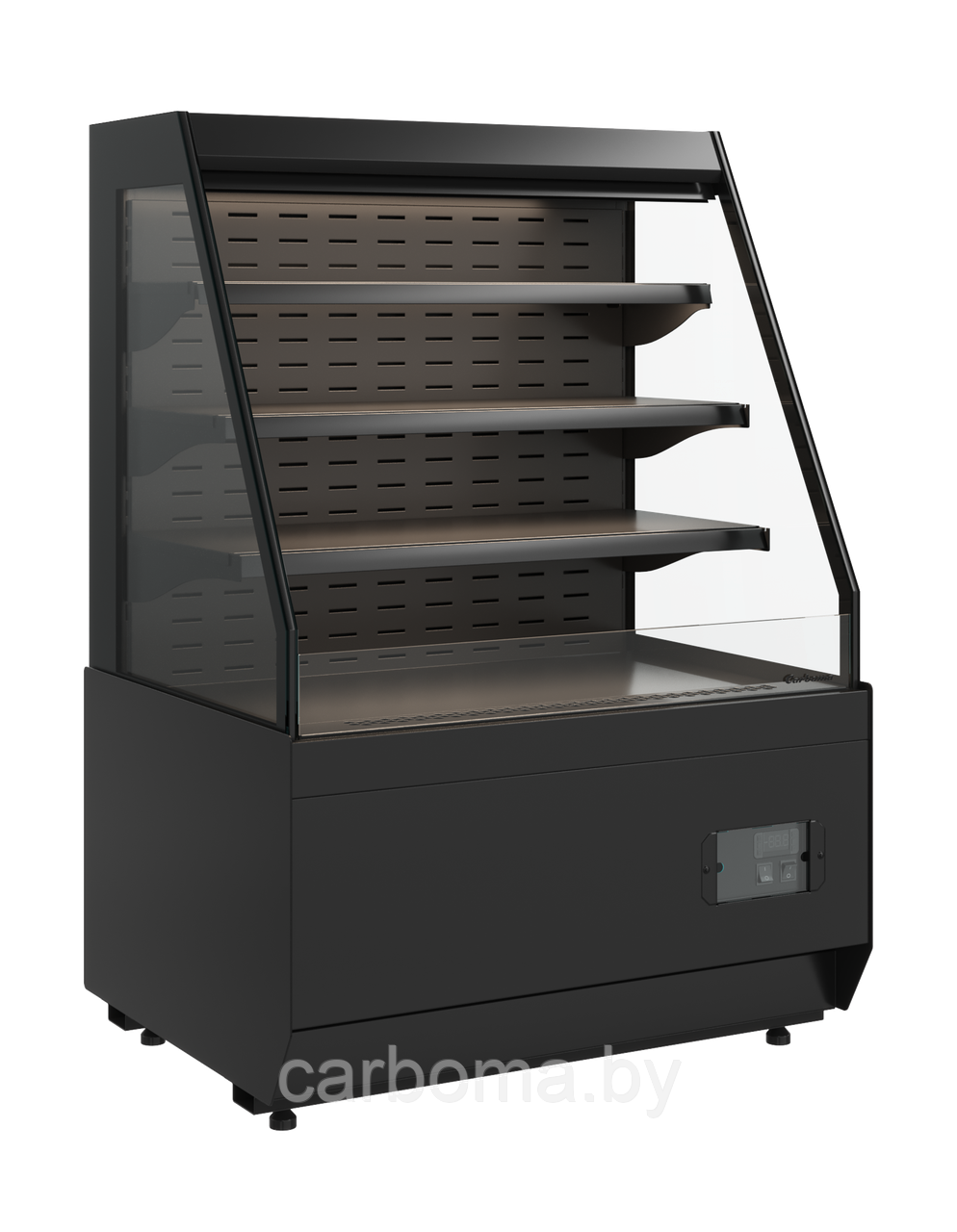 Кондитерская витрина Carboma Cube KC70 VM  0,9-2 STANDARD открытая, горка СКОШ.БОК (версия 2.0) черн.+4...+12