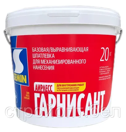 Выравнивающая шпатлевка для безвоздушного нанесения Semin Airless Garnissant (белая крышка), 20 кг, фото 2
