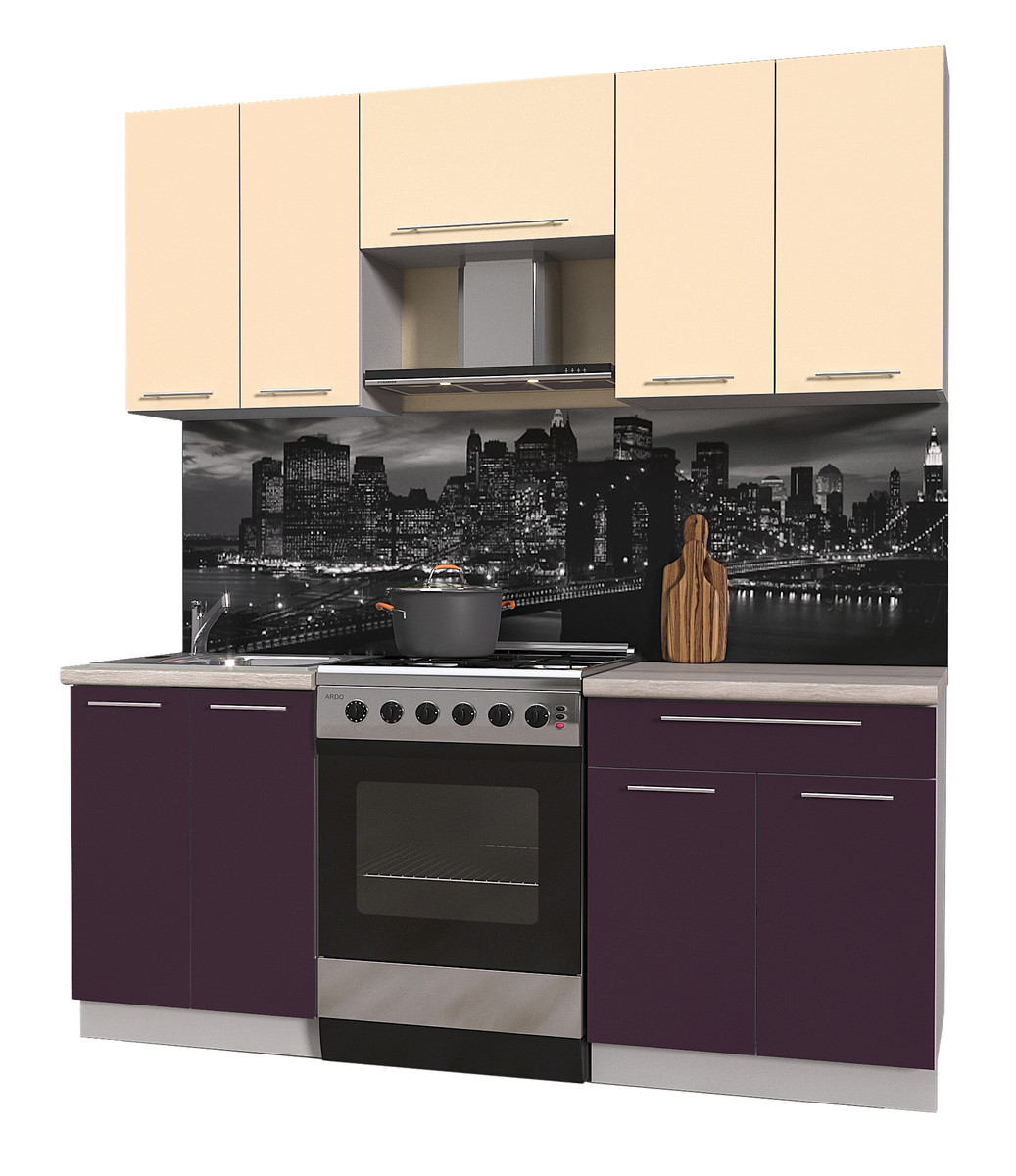 Кухня Мила Пластик 1.9А Ваниль - Слива