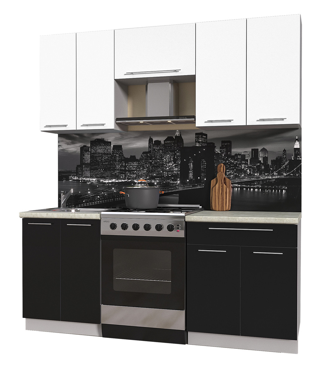 Кухня Мила Пластик 1.9А Белый - Черный