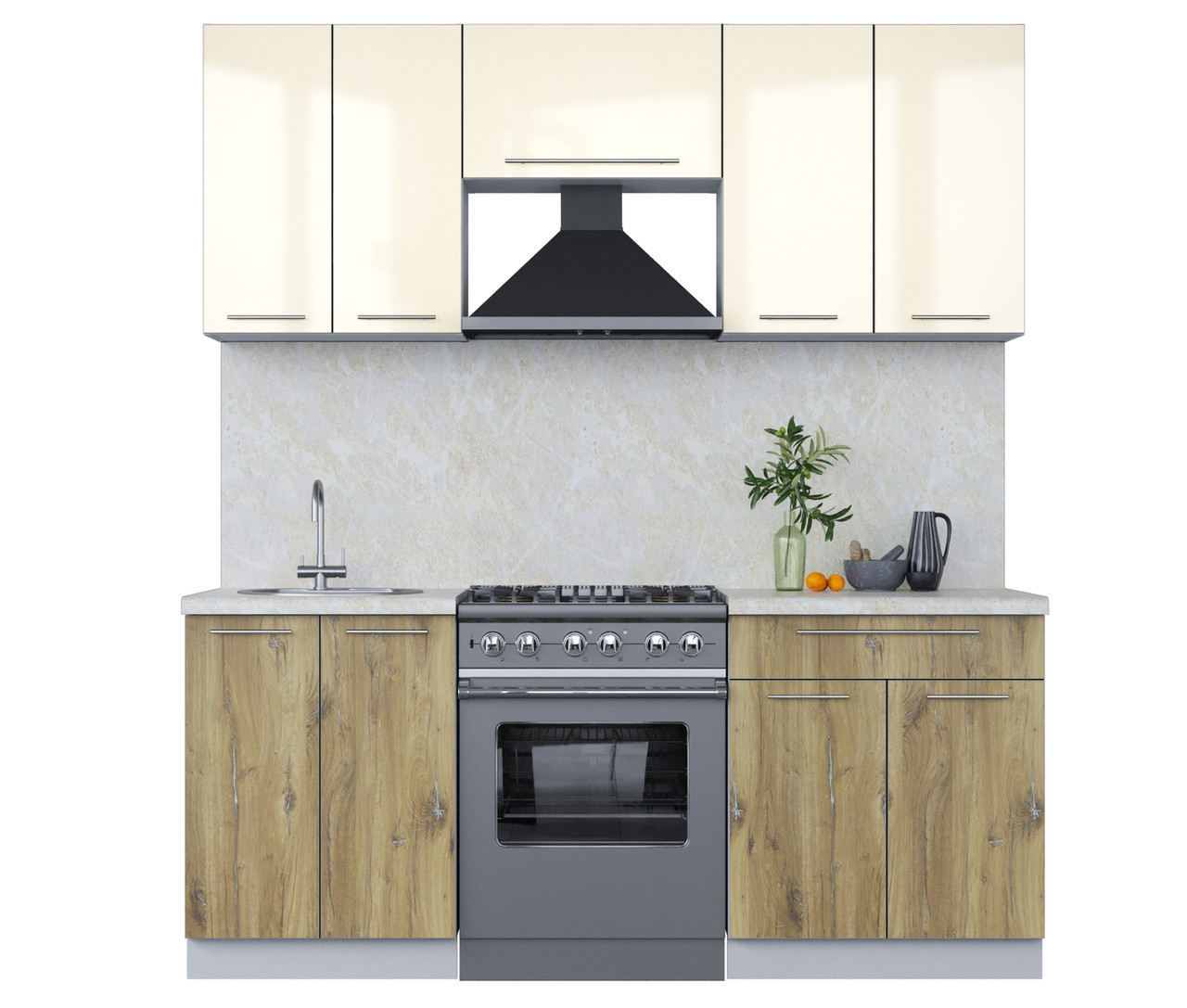 Кухня Мила Пластик 1.9А Ваниль - Дуб эпоксид