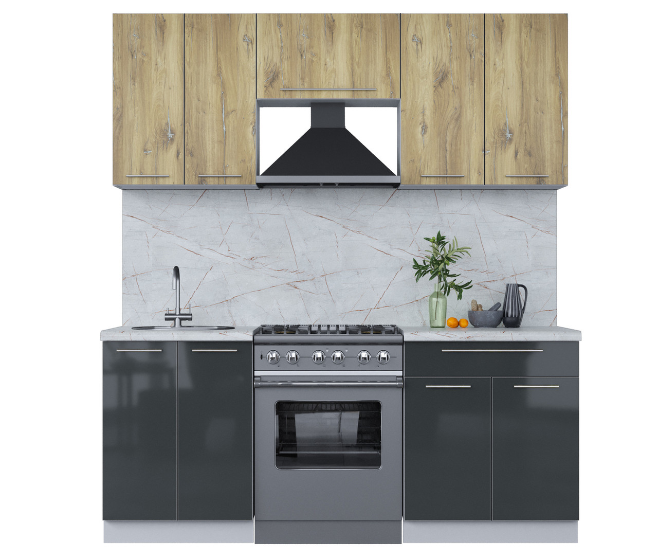 Кухня Мила Пластик 1.9А Дуб эпоксид - Антрацит